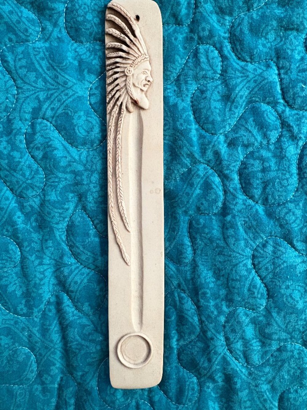 Hand-carved Native American Chief Figure on Resin Incense Burner